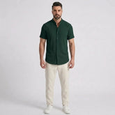 Waffle Button-Up Shirt & Linen Pants Set | Smart Casual Outfit