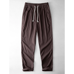 Contrast Stitching Linen Rayon Cuban Shirt & Straight Leg Pants - 2 Piece Smart Casual Outfit