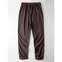 Contrast Stitching Linen Rayon Cuban Shirt & Straight Leg Pants - 2 Piece Smart Casual Outfit