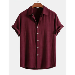 Linen Rayon Shirt & Stripe Pants Set | 2-Piece Smart Casual Outfit