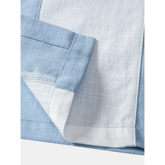 Patchwork Cotton Bowling Shirt & Linen Pants Set | Smart Casual Outfit