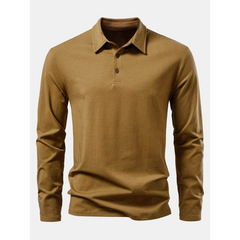 Solid Long Sleeve Cotton Polo Shirt | Classic Smart Casual Polo