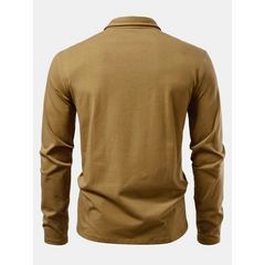 Solid Long Sleeve Cotton Polo Shirt | Classic Smart Casual Polo