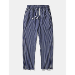 Linen Rayon Shirt & Stripe Pants Set | 2-Piece Smart Casual Outfit