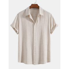 Linen Rayon Shirt & Stripe Pants Set | 2-Piece Smart Casual Outfit