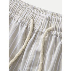 Linen Rayon Shirt & Stripe Pants Set | 2-Piece Smart Casual Outfit