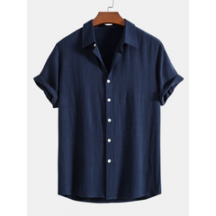 Linen Rayon Shirt & Stripe Pants Set | 2-Piece Smart Casual Outfit