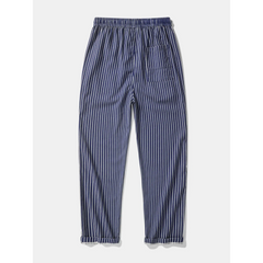 Linen Rayon Shirt & Stripe Pants Set | 2-Piece Smart Casual Outfit