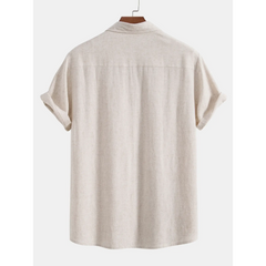 Linen Rayon Shirt & Stripe Pants Set | 2-Piece Smart Casual Outfit