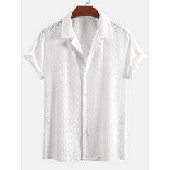 Diamond Texture Cuban Shirt & Linen Pants Set | Smart Casual