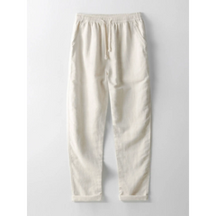 Contrast Stitching Linen Rayon Cuban Shirt & Straight Leg Pants - 2 Piece Smart Casual Outfit
