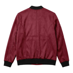 Suede-Blend Stand Collar Jacket – Sporty Casual Button-Up Coat
