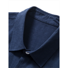 Linen Rayon Shirt & Stripe Pants Set | 2-Piece Smart Casual Outfit