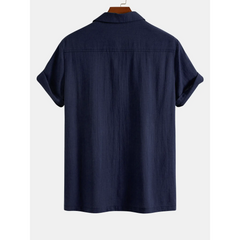 Patchwork Cotton Bowling Shirt & Linen Pants Set | Smart Casual Outfit