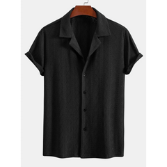 Diamond Texture Cuban Shirt & Linen Pants Set | Smart Casual