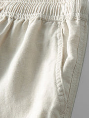 Striped Knit Johnny Collar Polo & Straight Leg Linen Pants - 2 Piece Smart Casual Outfit