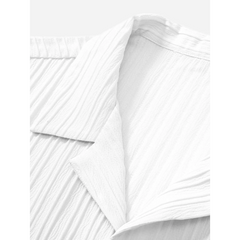 Textured Cuban Collar Pocket Shirt & Straight Leg Linen Pants - 2 Piece Smart Casual Outfit