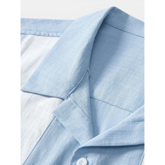 Patchwork Cotton Bowling Shirt & Linen Pants Set | Smart Casual Outfit