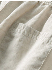 Striped Knit Johnny Collar Polo & Straight Leg Linen Pants - 2 Piece Smart Casual Outfit