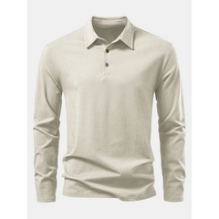 Solid Long Sleeve Cotton Polo Shirt | Classic Smart Casual Polo