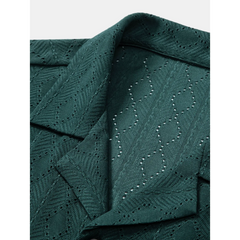 Diamond Texture Cuban Shirt & Linen Pants Set | Smart Casual