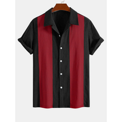 Patchwork Cotton Bowling Shirt & Linen Pants Set | Smart Casual Outfit