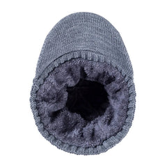 Inside of the knit beanie showing the plush fleece lining