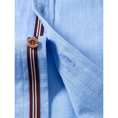 Linen Look Stand Collar Shirt & Slim Fit Tapered Trousers - 2 Piece Summer Outfit