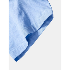 Linen Look Stand Collar Shirt & Slim Fit Tapered Trousers - 2 Piece Summer Outfit