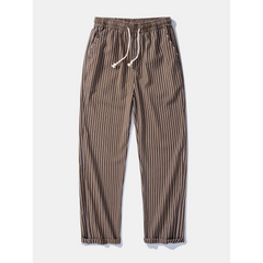 Linen Rayon Shirt & Stripe Pants Set | 2-Piece Smart Casual Outfit