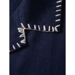 Contrast Stitching Linen Rayon Cuban Shirt & Straight Leg Pants - 2 Piece Smart Casual Outfit