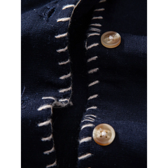 Contrast Stitching Linen Rayon Cuban Shirt & Straight Leg Pants - 2 Piece Smart Casual Outfit
