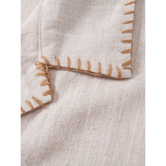 Contrast Stitching Linen Rayon Cuban Shirt & Straight Leg Pants - 2 Piece Smart Casual Outfit