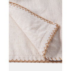 Contrast Stitching Linen Rayon Cuban Shirt & Straight Leg Pants - 2 Piece Smart Casual Outfit