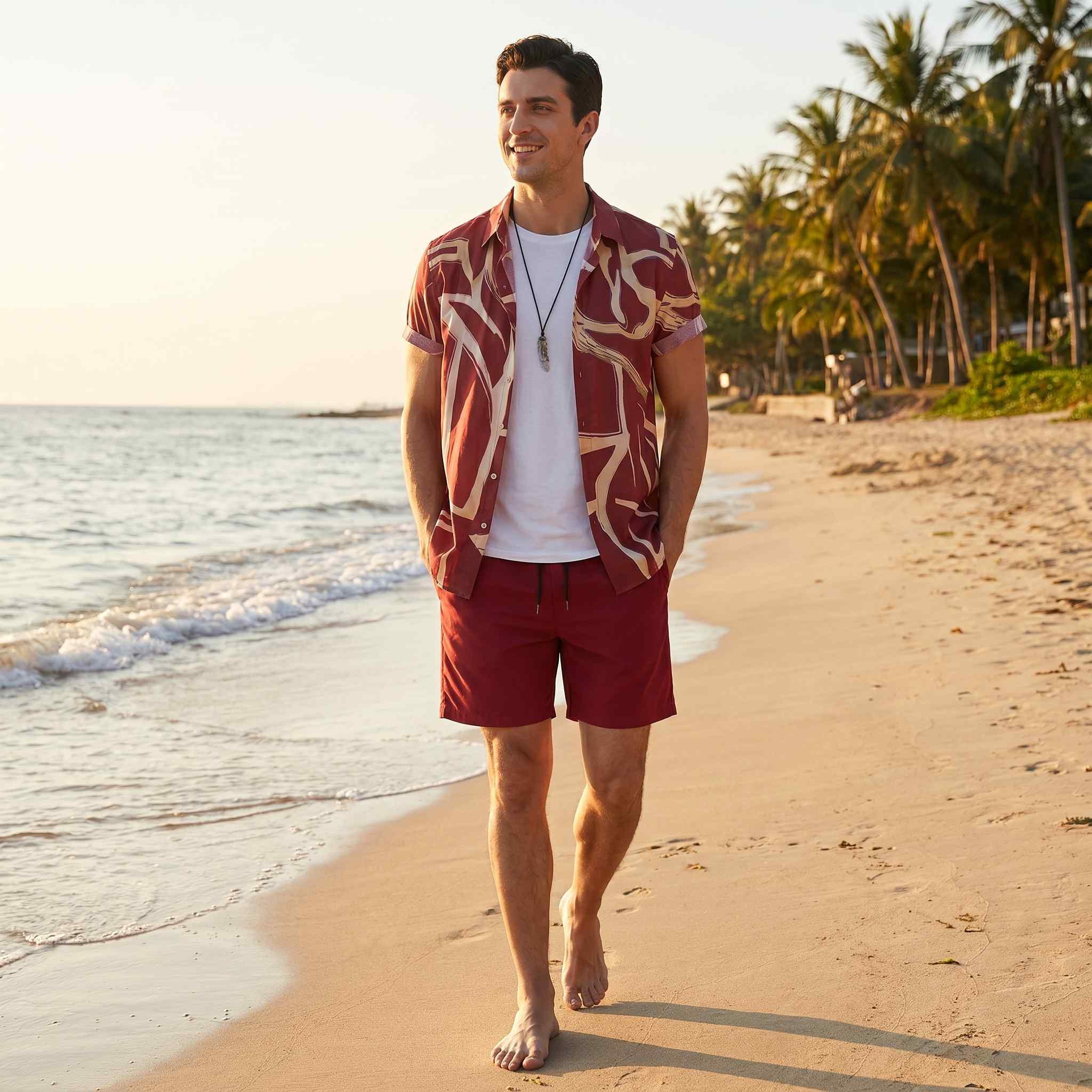 Men’s summer co-ord set styled for beach vacation wear