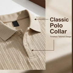 Jacquard Knit Polo Shirt – Loose-Fit Short Sleeve Button Casual Top