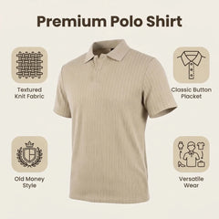 Jacquard Knit Polo Shirt – Loose-Fit Short Sleeve Button Casual Top