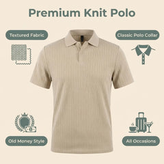 Jacquard Knit Polo Shirt – Loose-Fit Short Sleeve Button Casual Top