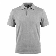 Jacquard Knit Polo Shirt – Loose-Fit Short Sleeve Button Casual Top