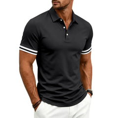 Color-Block Sporty Polo Shirt – Loose-Fit Short Sleeve Casual Tee