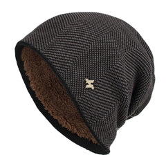 Coffee fleece-lined slouchy knit beanie