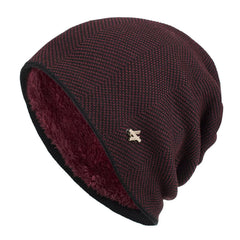 Red fleece-lined slouchy knit beanie