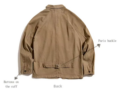 Maden Vintage Jackets for Men Loose Cotton Solid Chore Coat Amekaji Cargo Casual Jacket Man Clothing in Khaki
