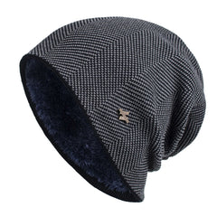 Navy Blue fleece-lined slouchy knit beanie