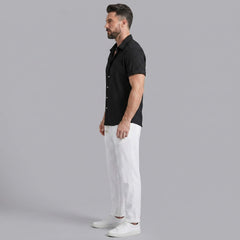 Waffle Button Up Shirt & Straight Leg Linen Pants - 2 Piece Summer Outfit