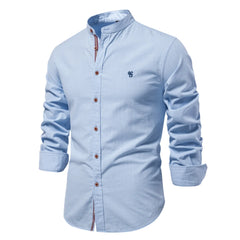 Linen Look Stand Collar Shirt & Trousers Set | Smart Casual Outfit