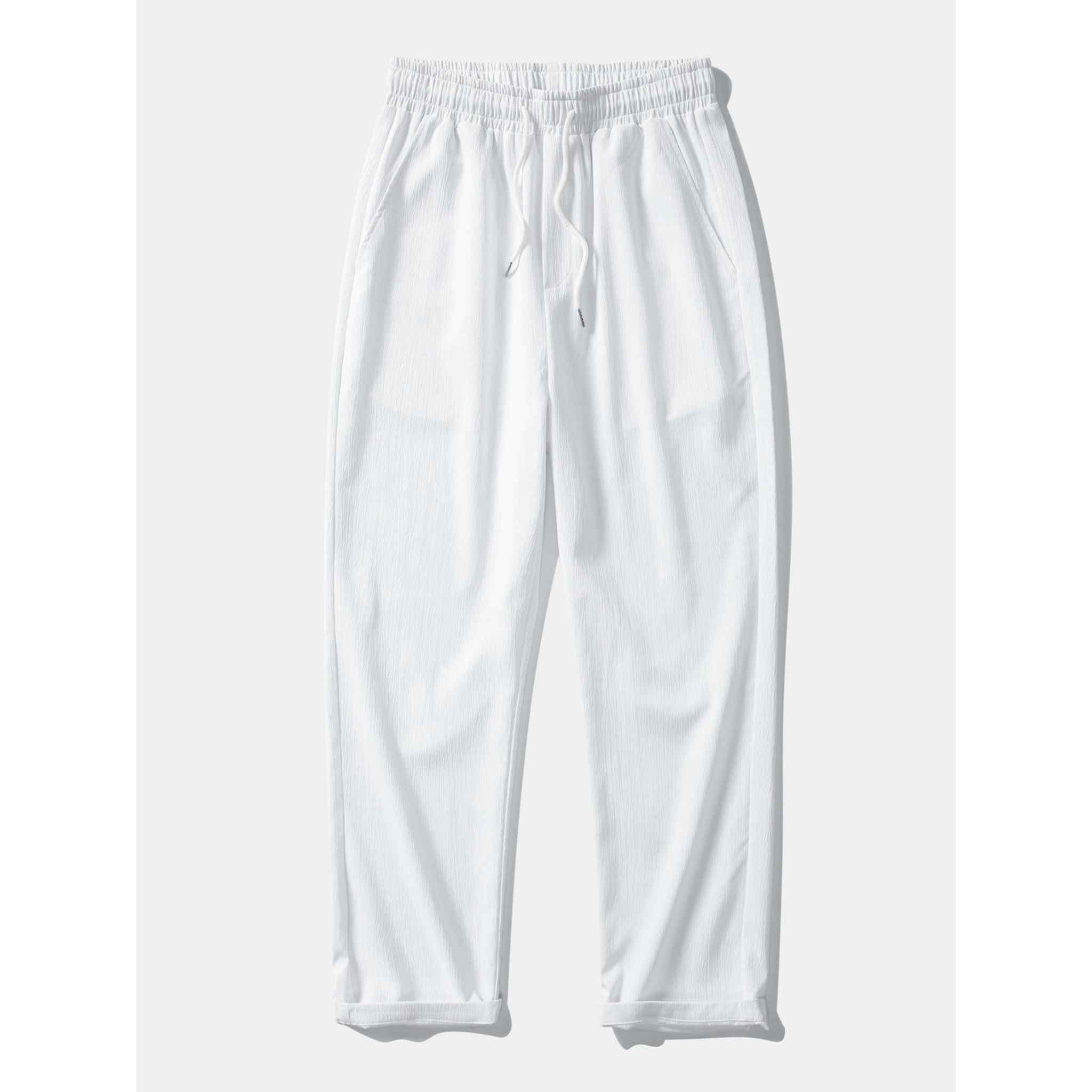 White pants on a light gray background