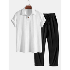 White shirt and black pants on a white background