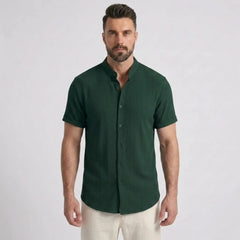 Waffle Button-Up Shirt & Linen Pants Set | Smart Casual Outfit