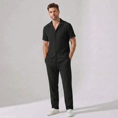 Crinkled Texture Shirt & Pants Set | Smart Casual Outfit